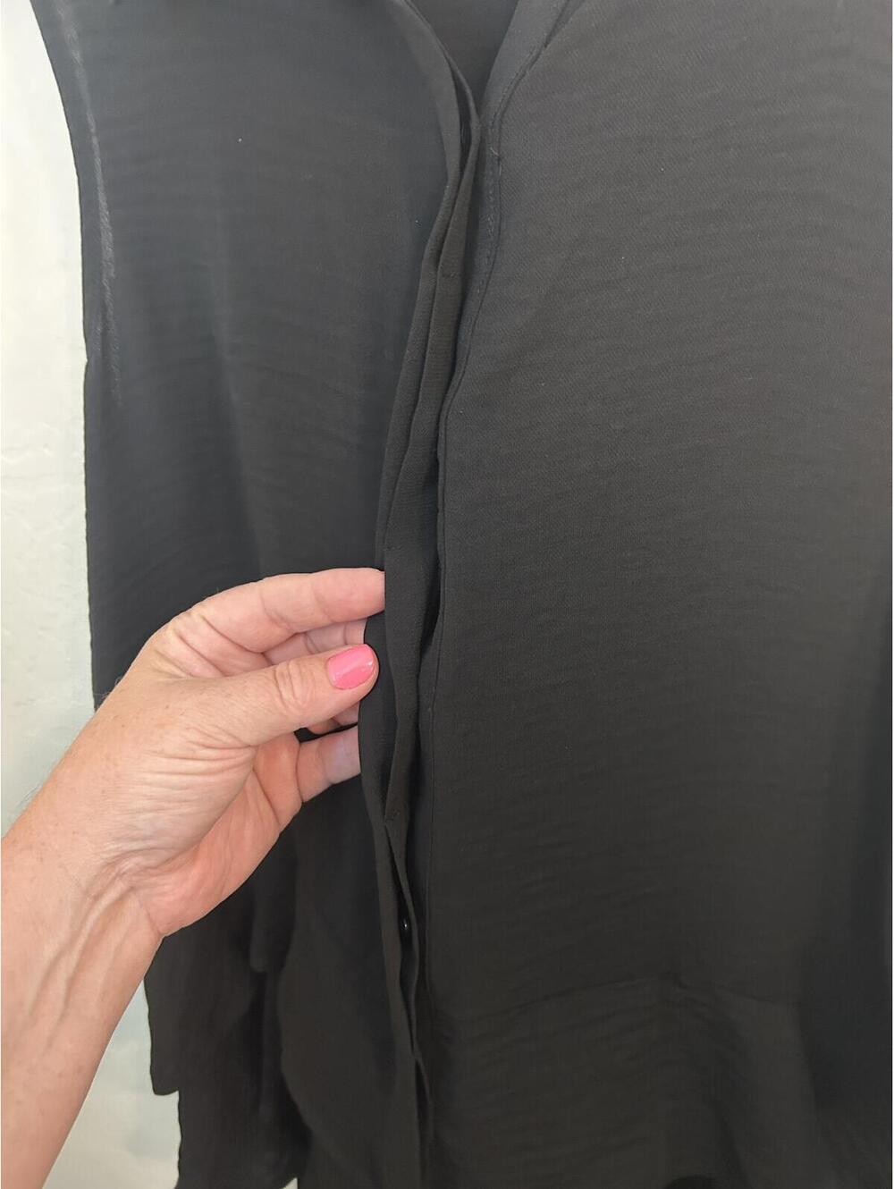 Simply Vera Vera Wang Black Sleeveless Ruffle Hem Blouse Top Size L - Picture 5 of 8